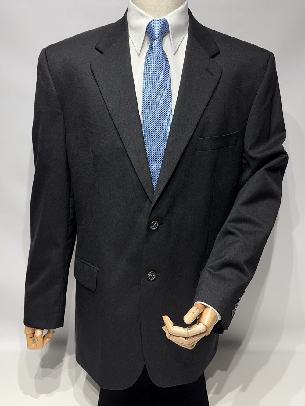 Ralph Lauren Chaps Blue Label 100% New Wool Black Blazer Sport Coat Men Size 44L